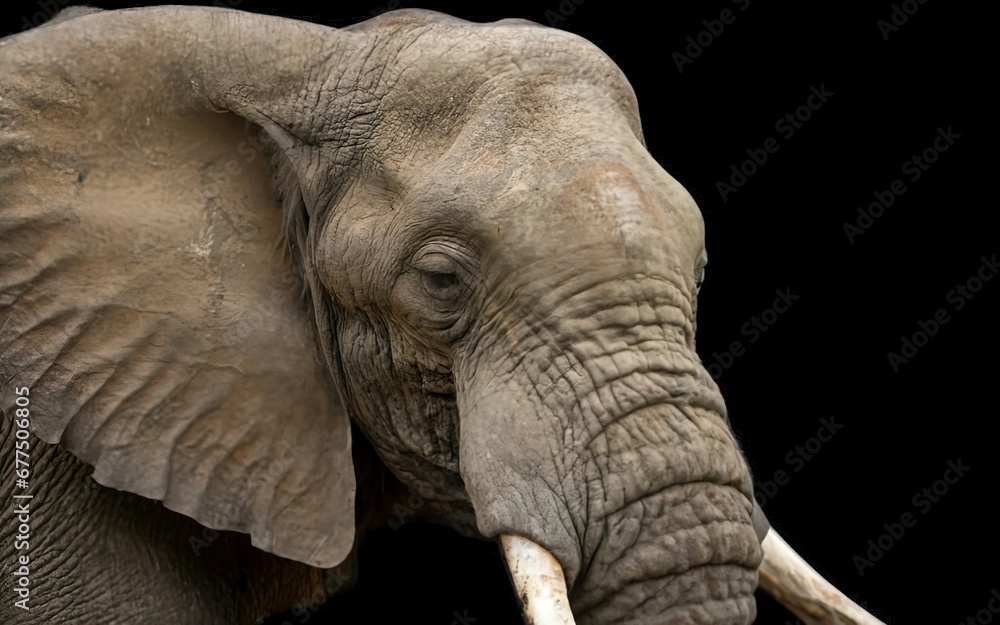 Obraz premium close up image of an elephant, emphasizing its majestic features and textured skin