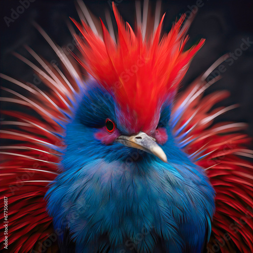 Beautiful little red and blue bird © Olya Fedorova