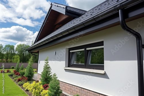 House with New Seamless Aluminum Rain Gutters home facade outdoor photo