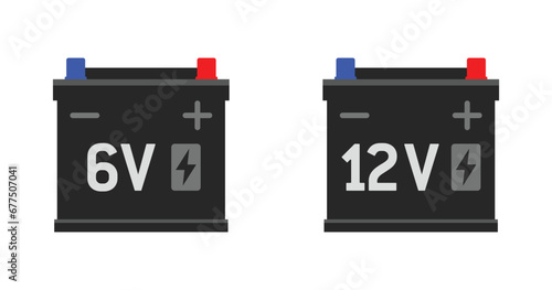 simple car automotive battery icons 6V 12V