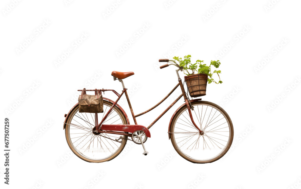 Parked Bicycle Against Wall On Isolated Background