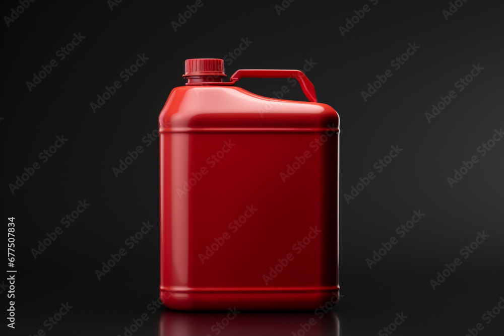 Red fuel can on white background, side view Red fuel can on white background, side view