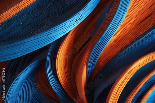Abstract background with smooth lines in blue and orange colors, Abstract background. Colorful twisted shapes in motion, template, wallpaper, banner