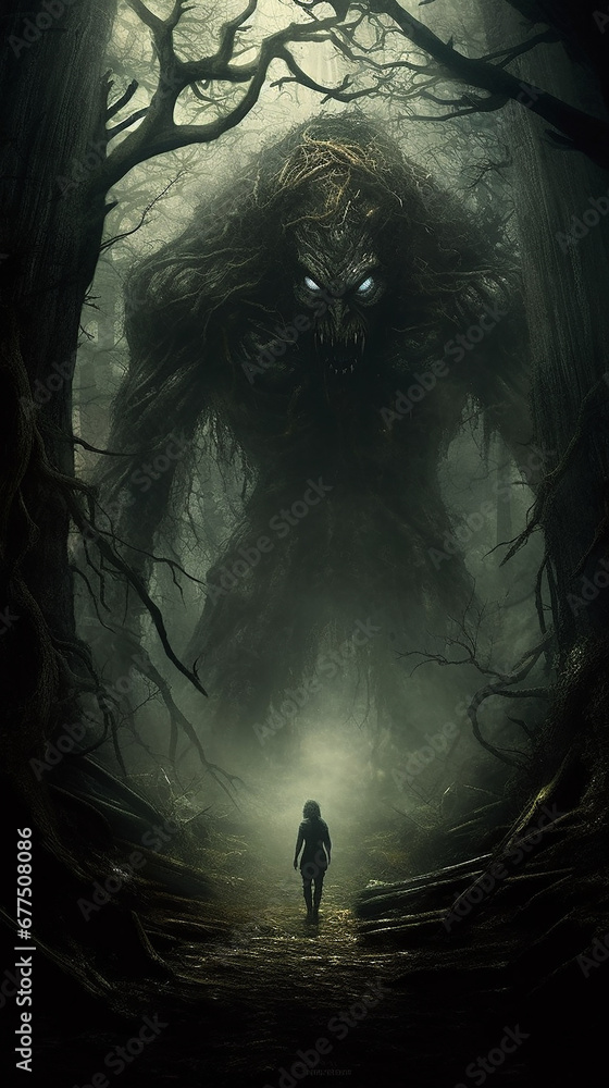 Creepy, Haunted, Forest, AI Generated Stock Illustration | Adobe Stock