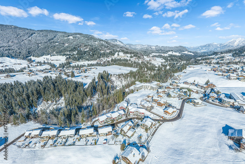 Das Kleinwalsertal bei Riezlern im Winter, Blick über das Breitach-Tal zum Ortsteil Schwende photo