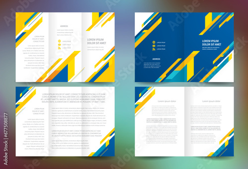 Set Brochure design template  tri-fold and booklet abstract stripes colorful