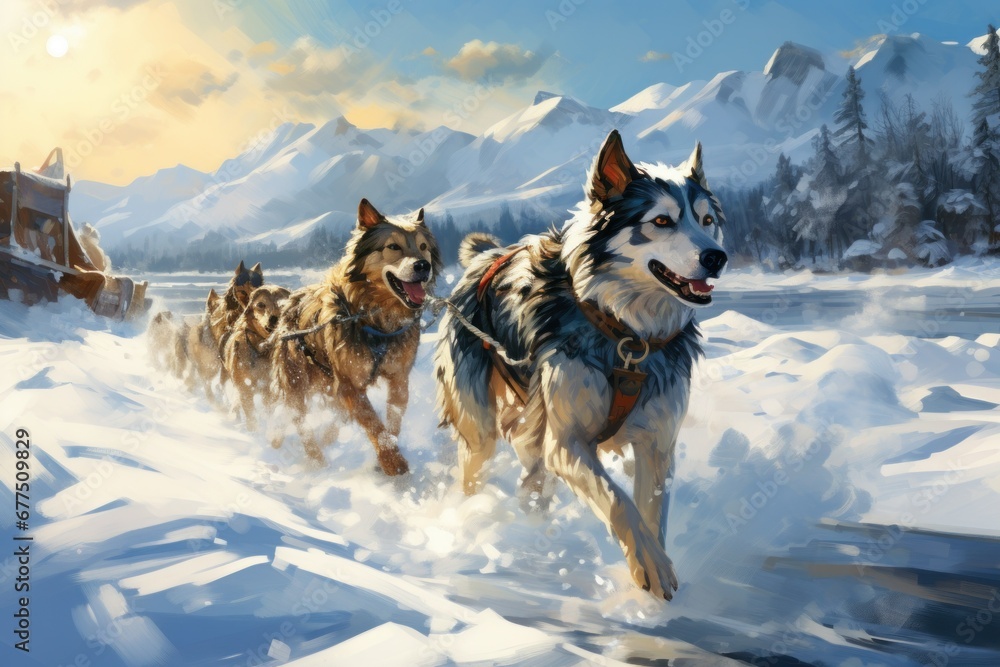 Sled Dogs: Document the power and beauty of sled dogs in action, especially in northern regions. - Generative AI Sled Dogs: Document the power and beauty of sled dogs in action, especially in northern regions. - Generative AI