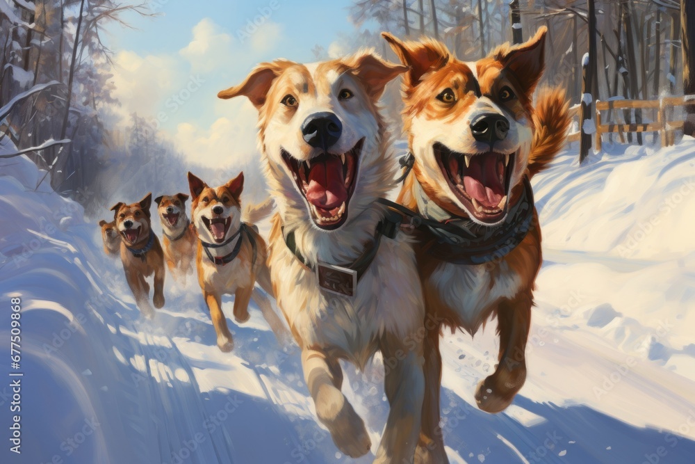 Sled Dogs: Document the power and beauty of sled dogs in action, especially in northern regions. - Generative AI Sled Dogs: Document the power and beauty of sled dogs in action, especially in northern regions. - Generative AI