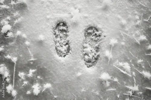 Snowy Footprints: Follow the trails of footprints left in the snow to tell a story or evoke a sense of mystery. - Generative AI