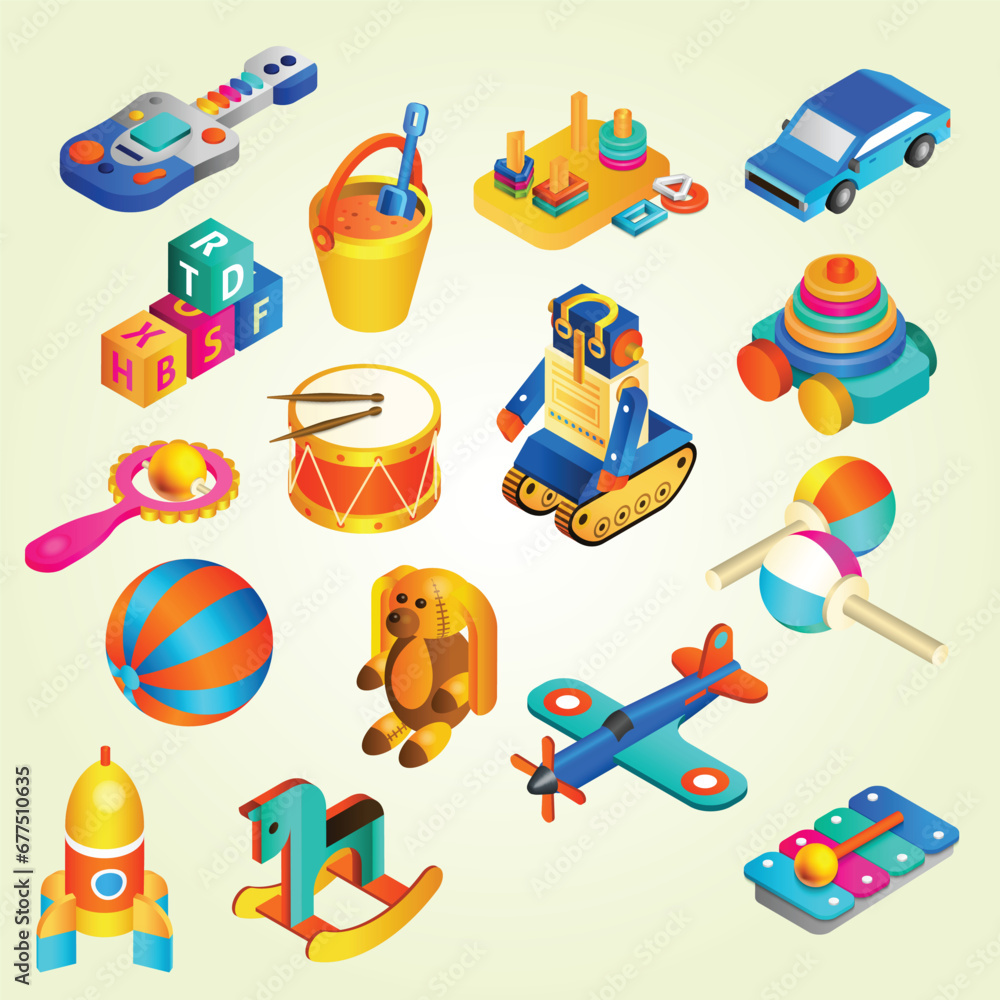 toys isometric set toys isometric set