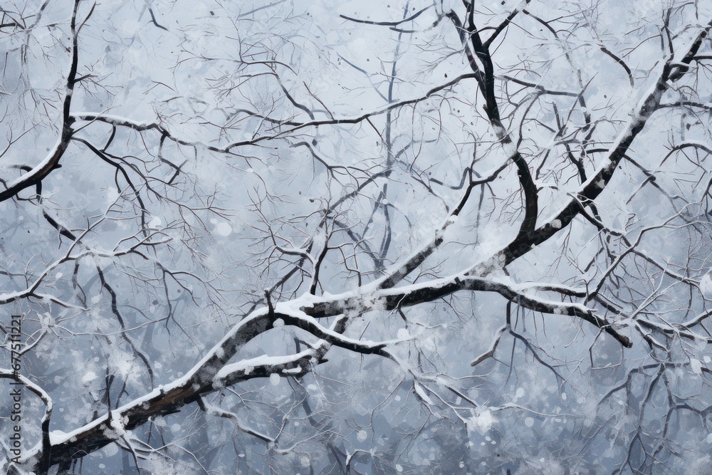 Obraz premium Snowy Textures: Highlight the tactile and textural aspects of snow, like the way it clings to branches or forms drifts. - Generative AI