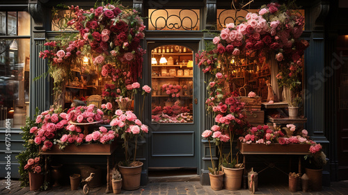 front of selling flowers shop. photo