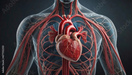 3D Visualization of the Heart Illustrating the Complex Anatomy of Vital Organs Generative AI