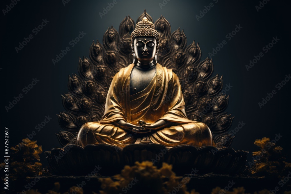 Fototapeta premium Buddha statue meditating. Statue of Buddha in the pose banning relatives
