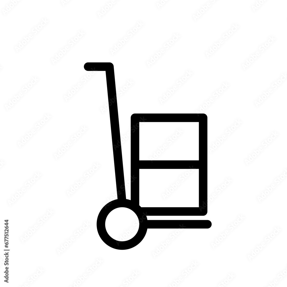 Trolley delivery services icon with black outline style. trolley, store, sale, retail, buy, purchase, market. Vector Illustration Trolley delivery services icon with black outline style. trolley, store, sale, retail, buy, purchase, market. Vector Illustration