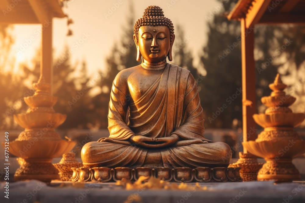 Buddha statue meditating. Statue of Buddha in the pose banning relatives