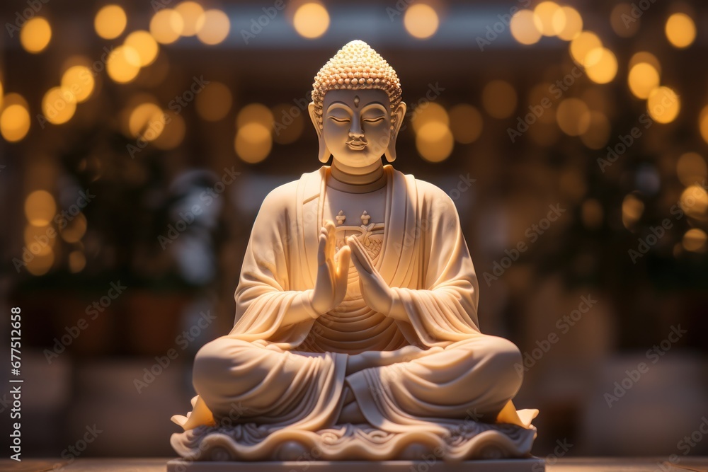 Fototapeta premium Buddha statue meditating. Statue of Buddha in the pose banning relatives