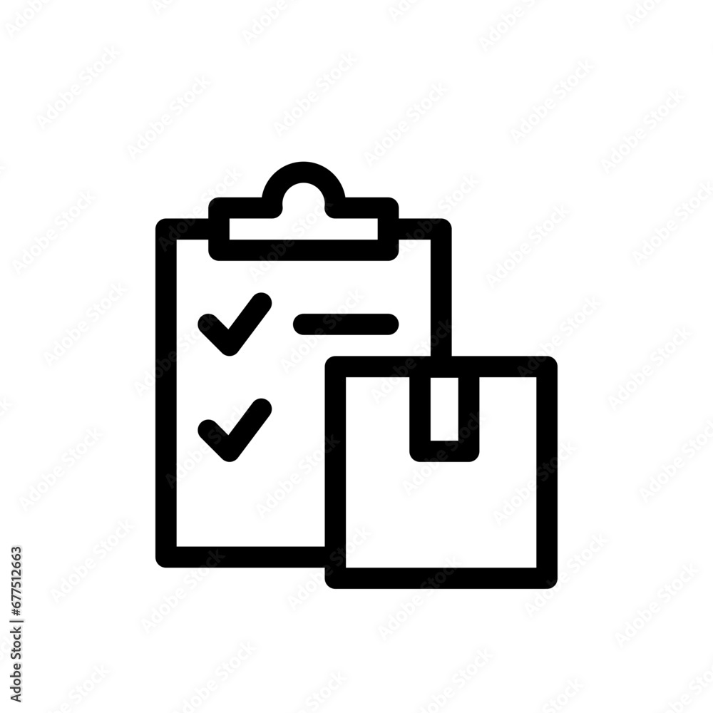 Checking delivery services icon with black outline style. ok, yes, mark, tick, checkmark, choice, check. Vector Illustration Checking delivery services icon with black outline style. ok, yes, mark, tick, checkmark, choice, check. Vector Illustration