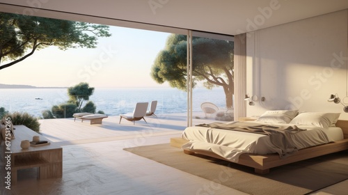 Bedroom near the ocean, mediterranean landscapes. © Goojournoon
