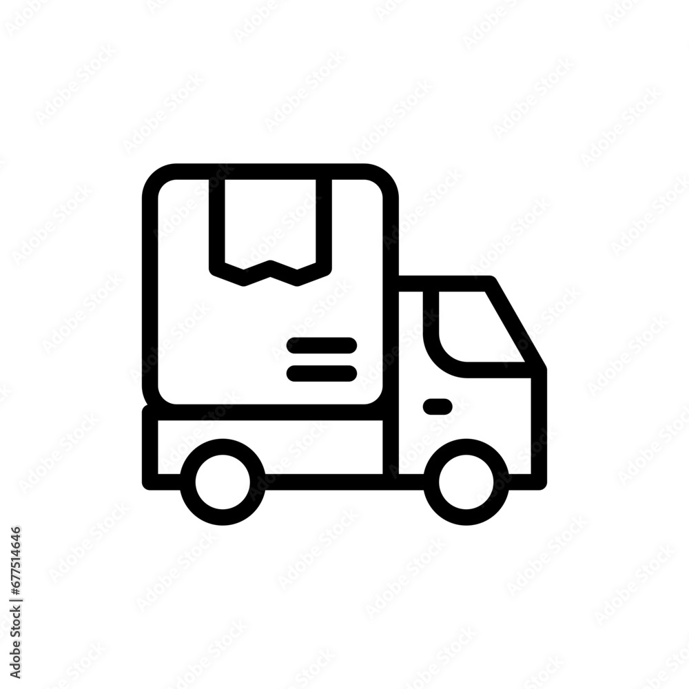 Truck delivery delivery services icon with black outline style. delivery, shipping, truck, courier, service, transport, van. Vector Illustration