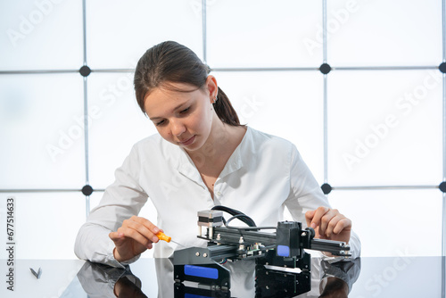 Scientific Technician Conducting Digital Research Experiment in Laboratory