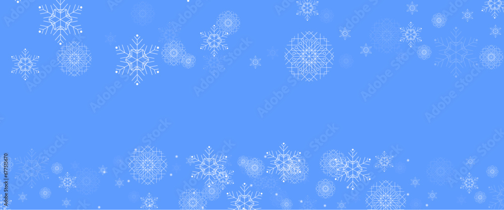 Blue and white vector winter and happy new year banners with snowflakes