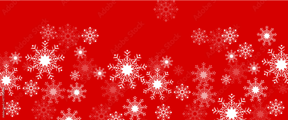 Red and white vector winter banner with decorations snowflakes