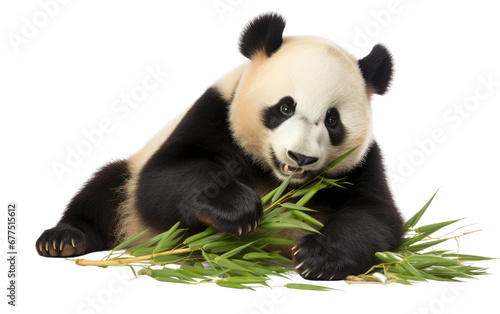Peaceful Panda Munching On Isolated Background