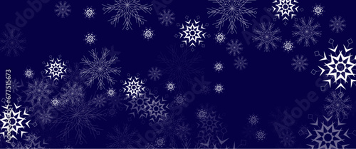Blue and white vector snowflake banner
