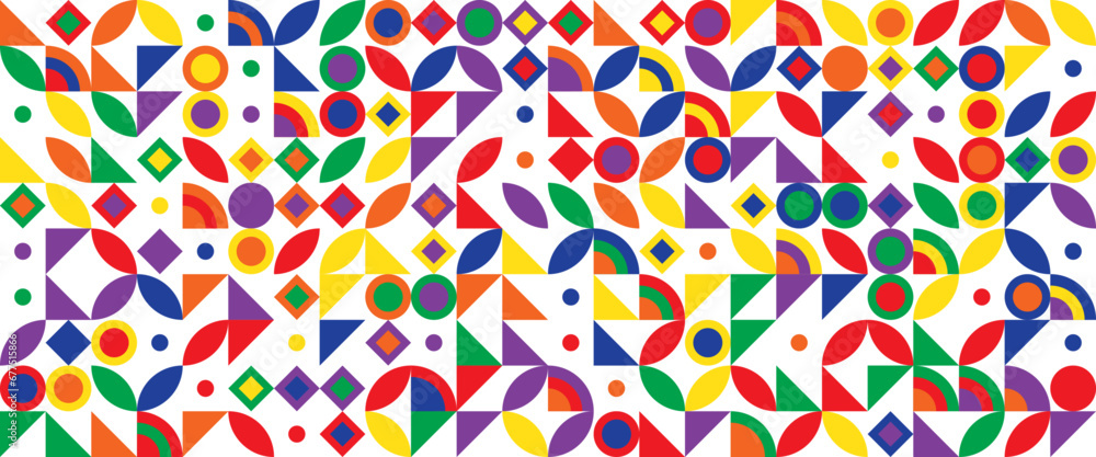 Colorful colourful abstract geometric mosaic banner design with simple shapes Colorful colourful abstract geometric mosaic banner design with simple shapes