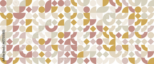 Colorful colourful modern minimalist mid century neo geometric mosaic bauhaus style memphis seamless pattern abstract vector illustration photo