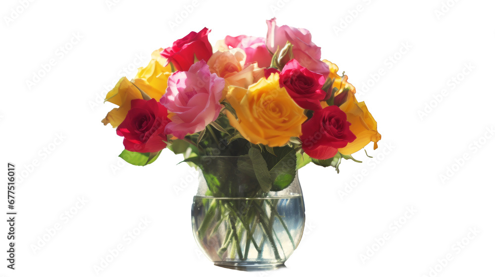 bouquet of roses in vase on table, generative ai bouquet of roses in vase on table, generative ai