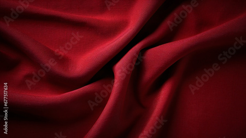 Red cotton background. fabrics from natural textile