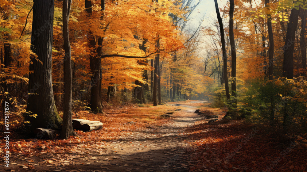 Fototapeta premium Autumn Tranquility - Fall Foliage Retreat