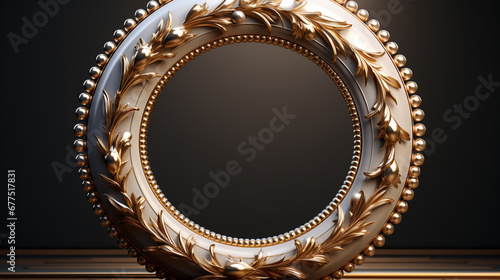 gold frame on a black background HD 8K wallpaper Stock Photographic Image