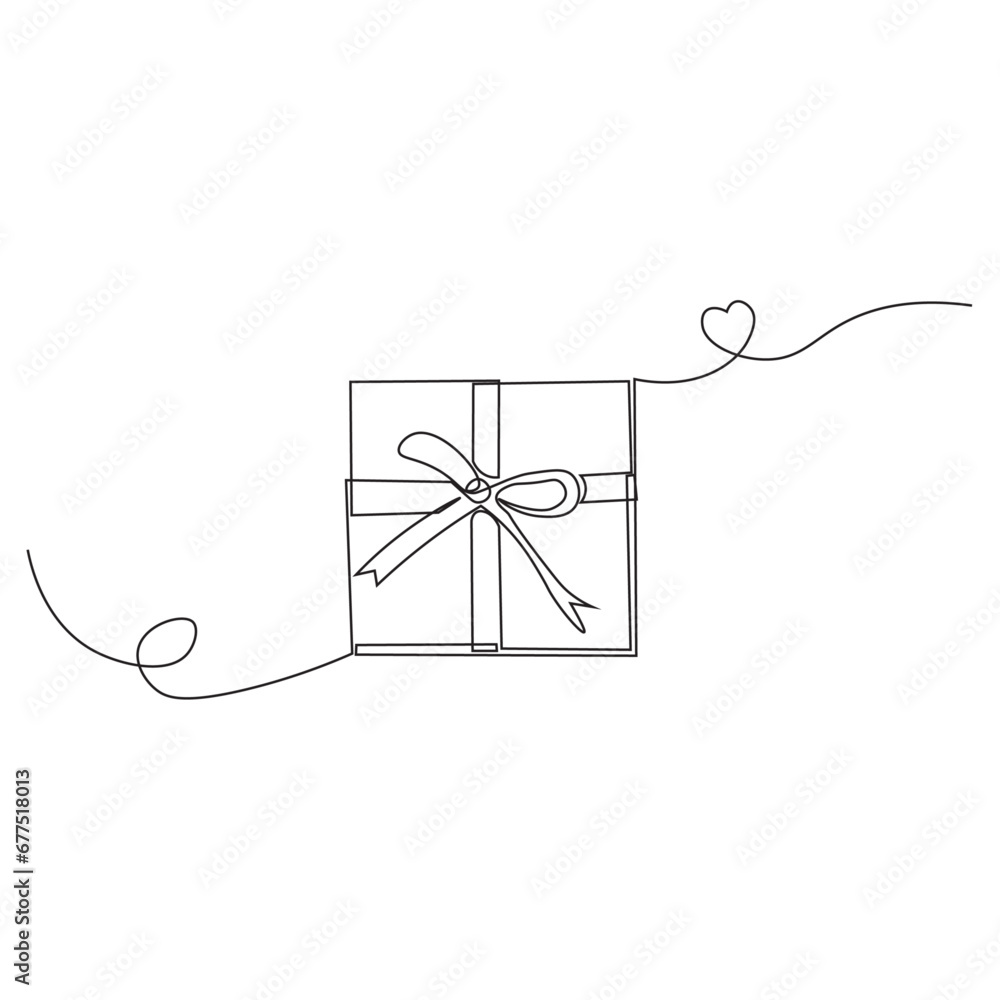  line art christmas gift box celebrate christmas day continous one line