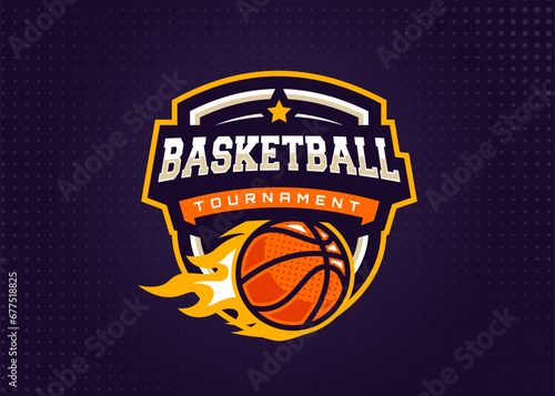 Basketball Sports Logo Template for Sports Team and Tournament