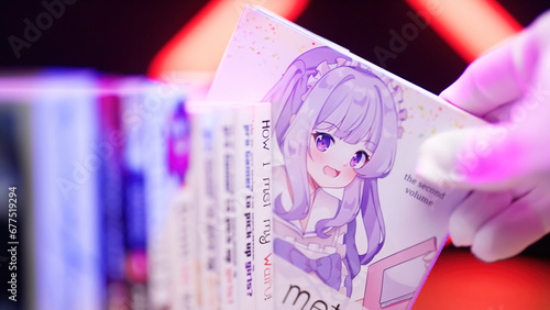 Hand pick Japanese manga comic with cute anime maid girl cove