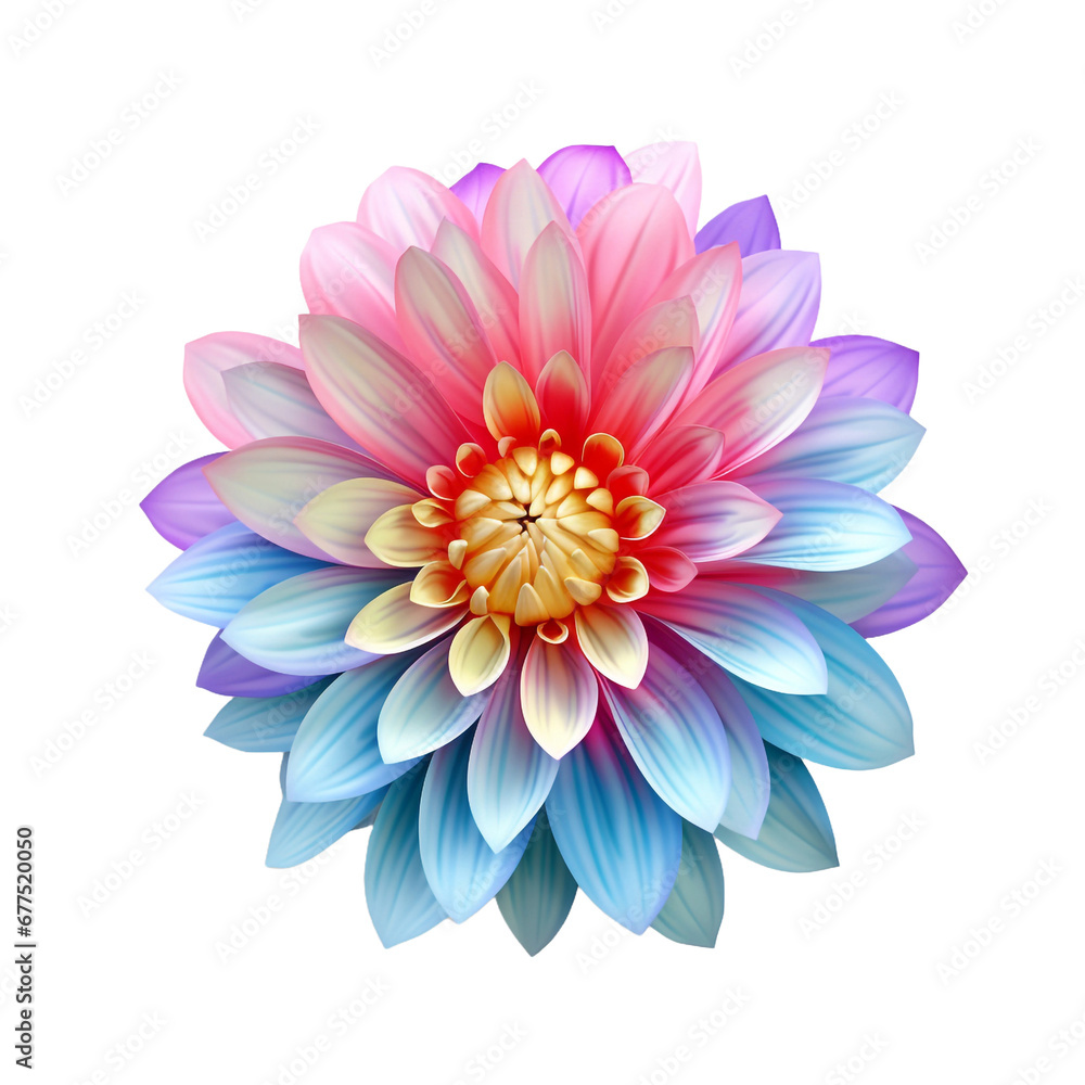 3d style colourful flower isolated on transparent background