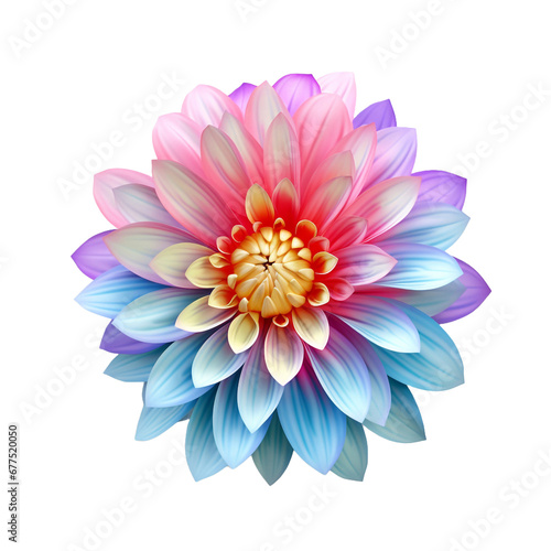 3d style colourful flower isolated on transparent background