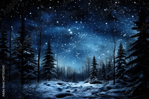 Starry Winter Nights: Long-exposure shots of the night sky in winter, highlighting stars, constellations, and the Milky Way. - Generative AI