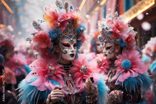 Winter Carnivals: Vibrant and lively scenes at winter festivals, complete with colorful costumes and activities. - Generative AI © Sidewaypics