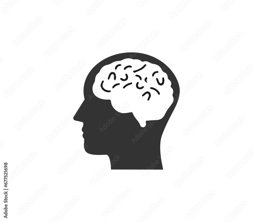 Brain, human head icon. Vector illustration. Brain, human head icon. Vector illustration.