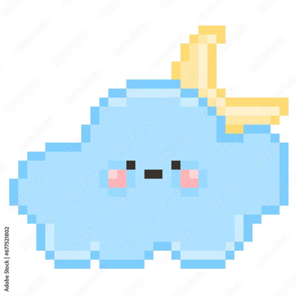 The Partly cloudy night weather icon in pixel art The Partly cloudy night weather icon in pixel art