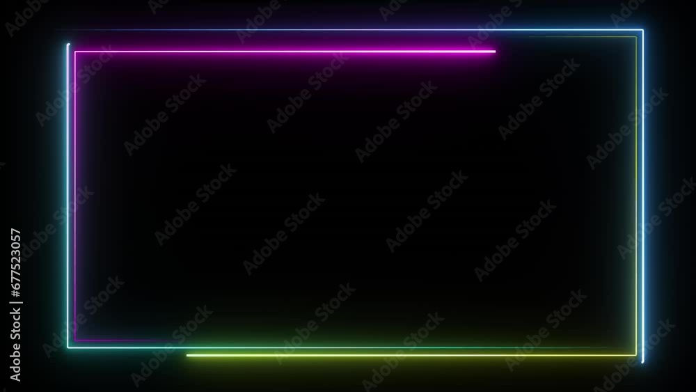 Blue Pink Yellow Neon Glowing Light Rectangle Border Stylish Frame. Seamless Loop. Use it in slideshow, social media post, live, shorts, reels, tiktok videos, advertisement, presentation, animation Blue Pink Yellow Neon Glowing Light Rectangle Border Stylish Frame. Seamless Loop. Use it in slideshow, social media post, live, shorts, reels, tiktok videos, advertisement, presentation, animation