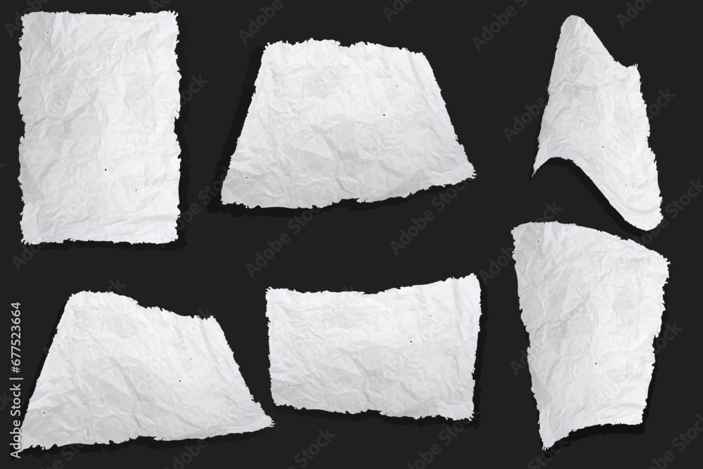 vector set of ancient torn paper. note paper, old paper maps. concept of torn vintage map or