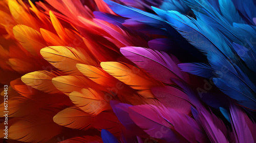 Colorful bird feathers texture abstract pattern background