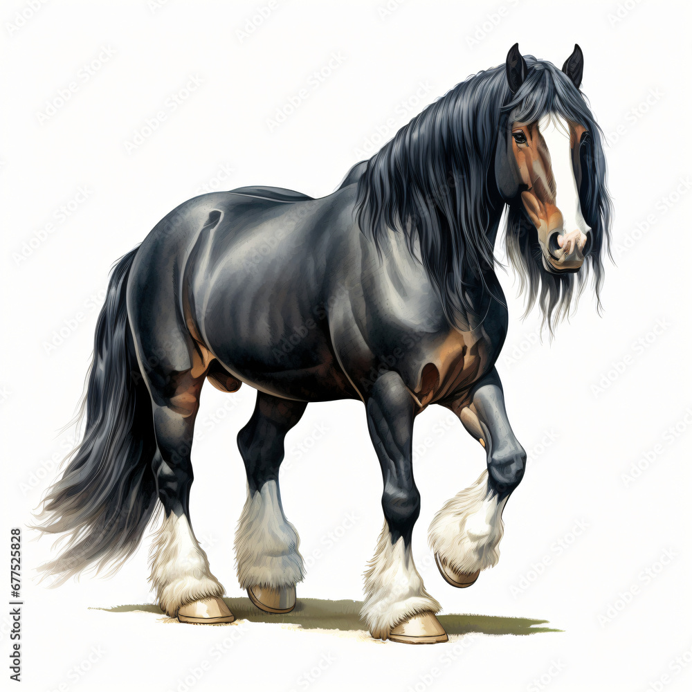 Shire Horse Clipart isolated on white background
