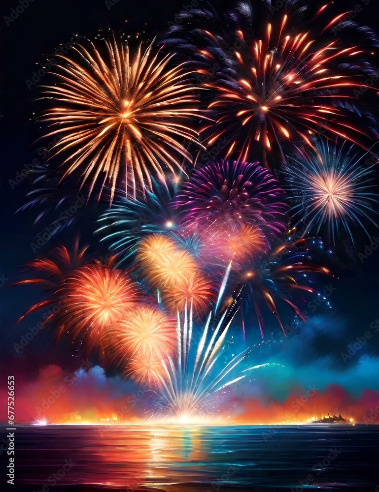 custom made wallpaper toronto digitalfireworks in the night sky AI