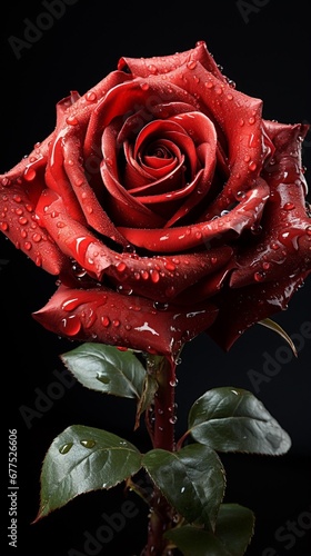 red rose with water drops